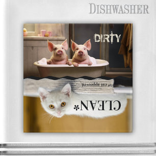 Aimant Amusant Farmhouse Cochon Chat Lave-vaisselle Magne