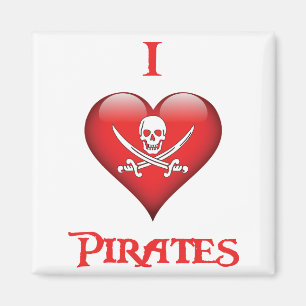 Aimant Amusant J'aime Pirates