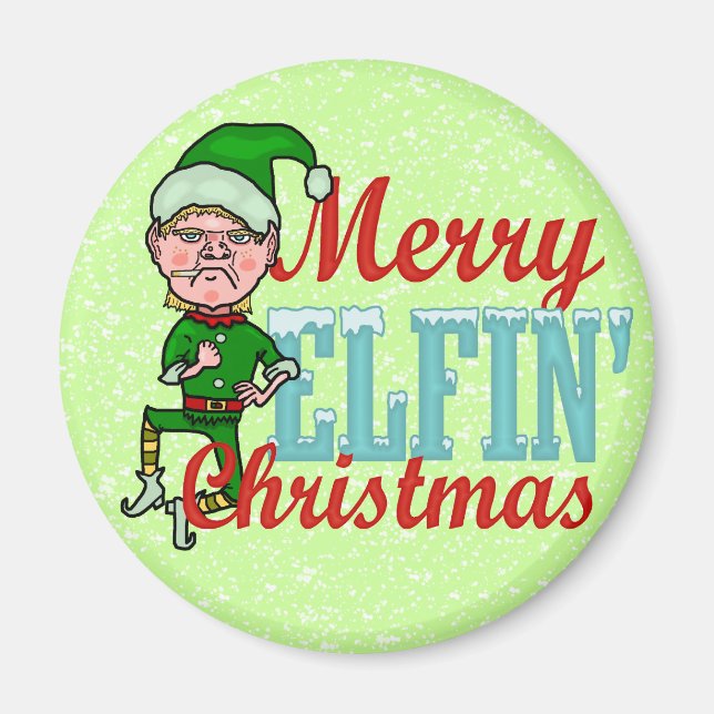 Aimant Amusant Joyeux Elfin Noël Bah Humbug (Devant)