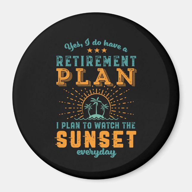 Aimant Amusant Retraite Plan Summer Beach Vacances (Devant)