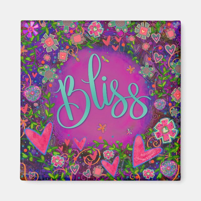 Aimant Amusant Violet Bliss Joli Floral Moderne Inspirivé (Devant)