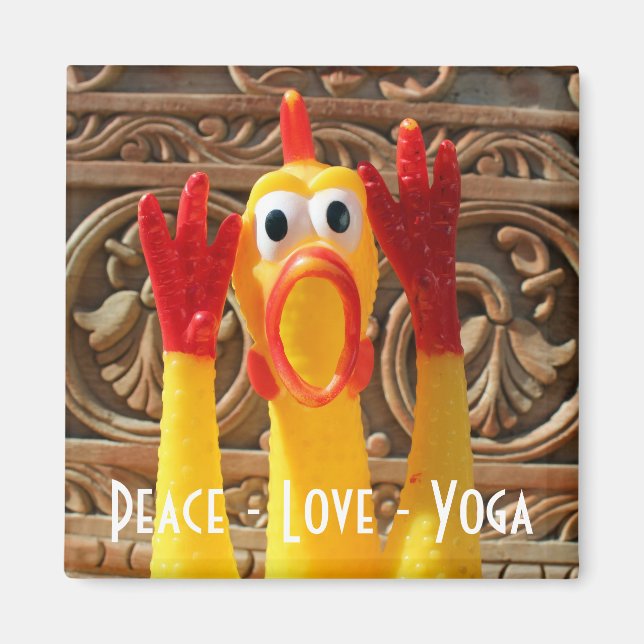 Aimant Amusant Yoga au poulet ! (Devant)