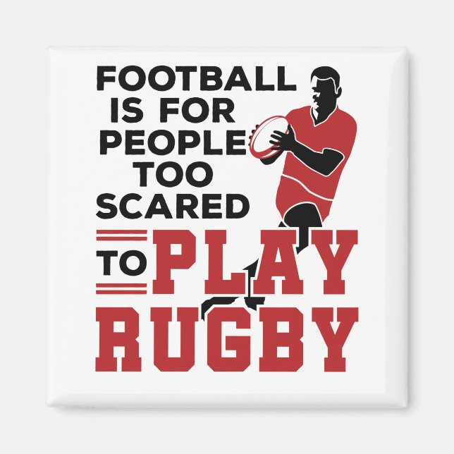 Aimant Amusante blague de rugby disant Trop effrayée pour (Devant)