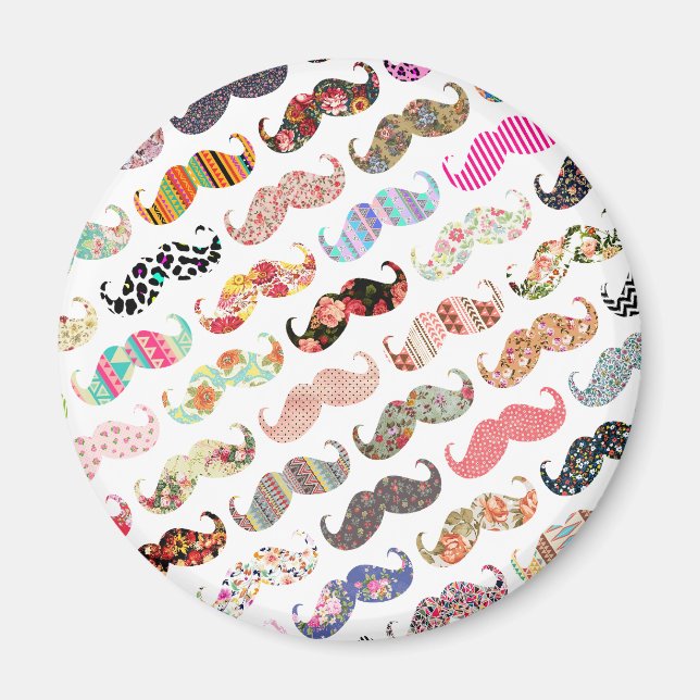 Aimant Amusante Fille Colorée Motif Moustaches (Devant)