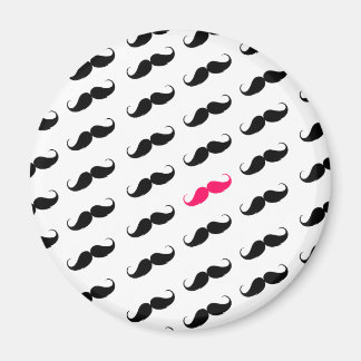 Aimant Amusante Fille Rose Et Noir Motif Mustache