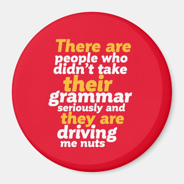 Aimant Amusante Grammaire Anglaise Là ils sont (Devant)