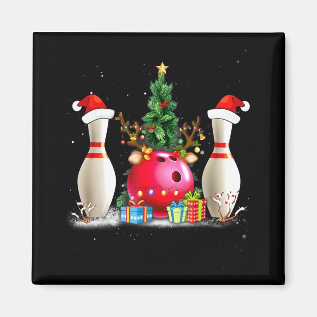 Aimant Amusants Bowling Noël Noël Noël Chapeau Noël Amour (Devant)