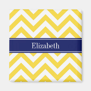 Aimant Ananas Blanc LG Chevron Marine Nom bleu Monogramme