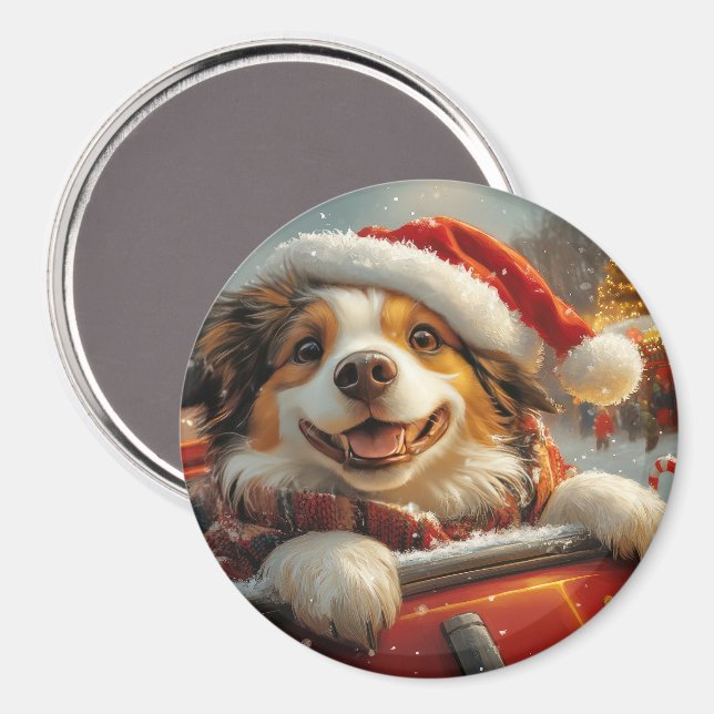 Aimant Anatolie Berger Chien Roller Dessous de verre Noël (Recto/Verso)