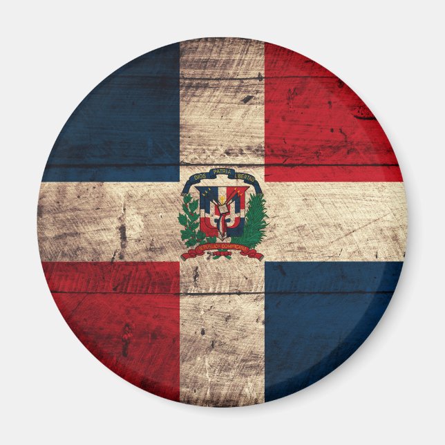 Aimant Ancien drapeau en bois de République Dominicaine (Devant)