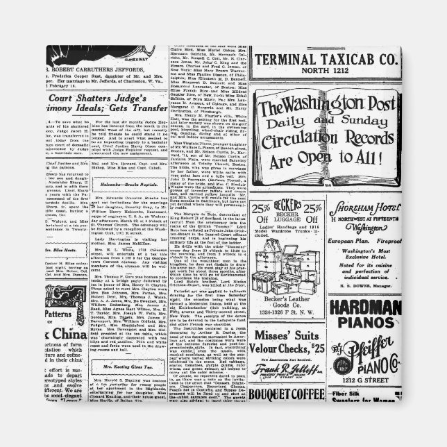 Aimant Ancien journal noir & blanc, publicité rétro vinta (Devant)