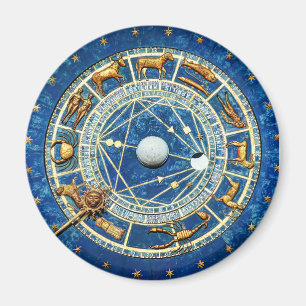 Aimant Ancien Monde Celestial Bleu Zodiaque Roue d'Astrol