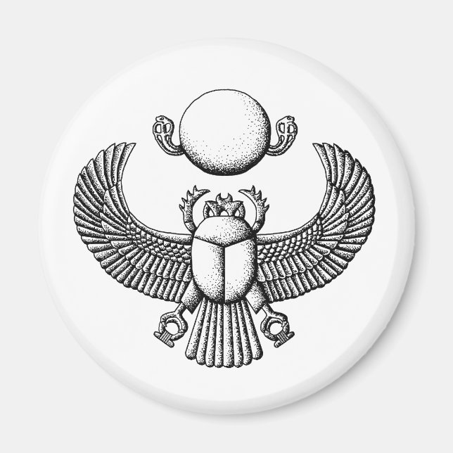 Aimant Ancien Scarab égyptien noir et blanc (Devant)