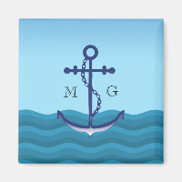 Ancre de navire nautique avec double monogramme