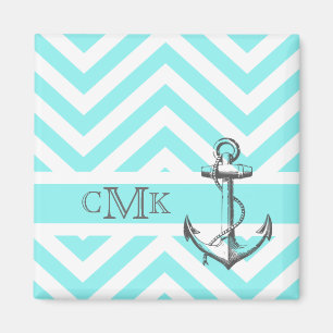 Aimant Ancre gris clair monogramme