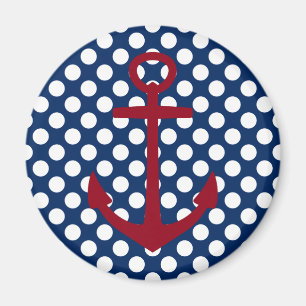 Aimant Ancre rouge blanc et bleu sur Pois
