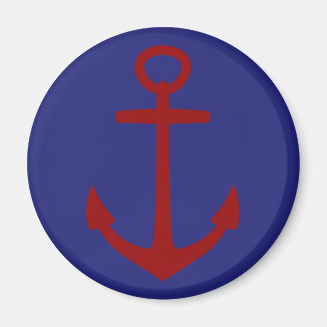 Aimant Ancre rouge sur Blue Nautical (Devant)