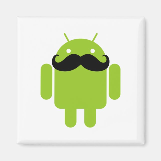 Aimant Android Robot Black Mustache Graphisme (Devant)