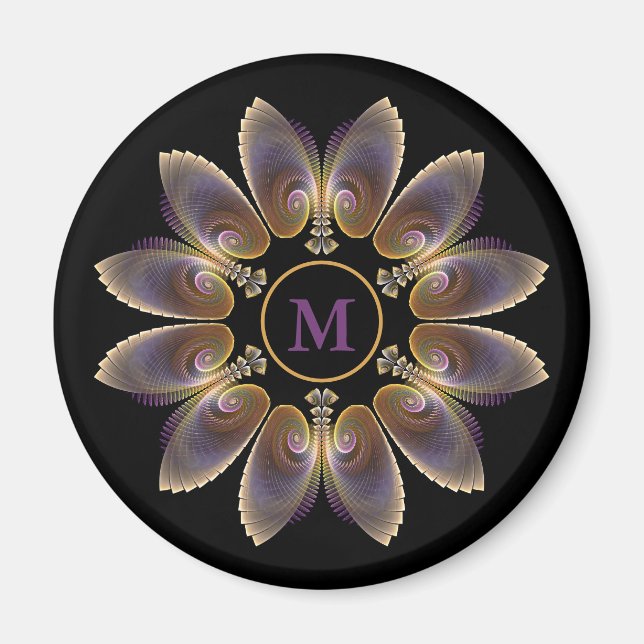 Aimant Ange Abstraite ailes Mandala Monogramme fractal (Devant)
