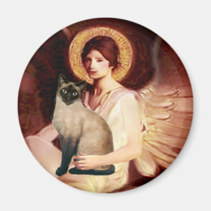 Aimant Ange assis - Chat siamois Seal Point