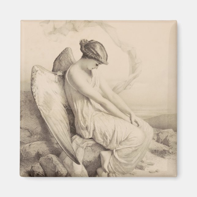 Aimant Ange chrétien assis sur une pierre (Devant)