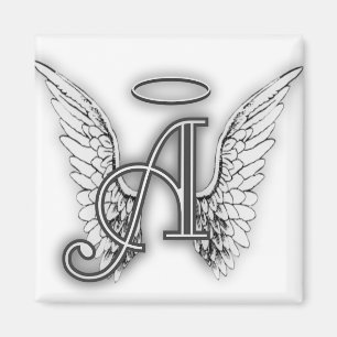 Aimant Angel Alphabet A Initiale Dernière Ailes Halo