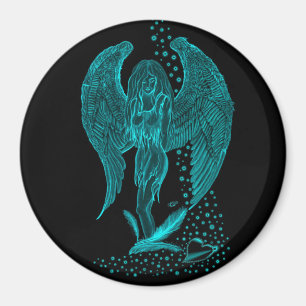 Aimant Angel perdu en amour, noir et vert Design