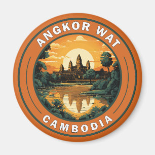 Aimant Angkor Vat Cambodge - Badge d'Art Voyage