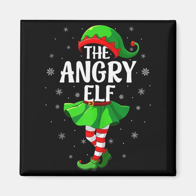 Aimant Angry Elf Christmas Girls Women Elf Squad Xmas Fam (Devant)