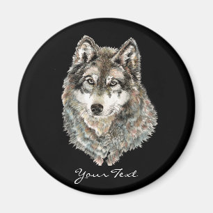 Aimant Animal fait sur commande d'aquarelle de loup de