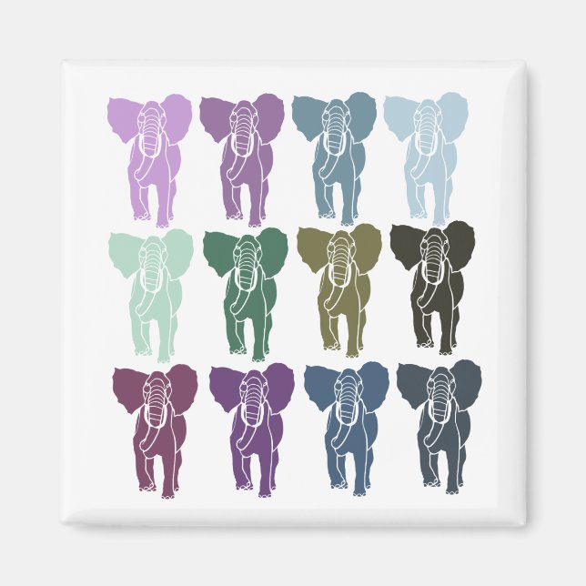 Aimant Animaux colorés Eléphants (Devant)