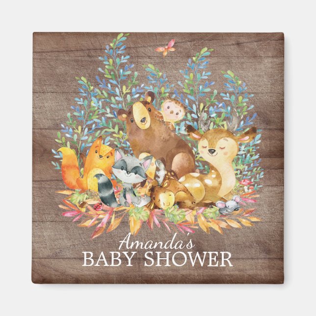 Aimant Animaux de bois Baby shower neutre Favoriser l'aim (Devant)