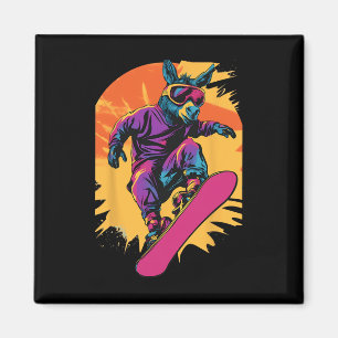 Aimant Animaux De Snowboard - Âne Sur Snowboard Snowbo