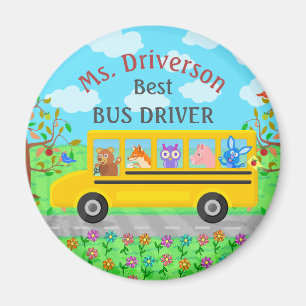 Aimant Animaux mignons pour chauffeur de bus scolaire   N