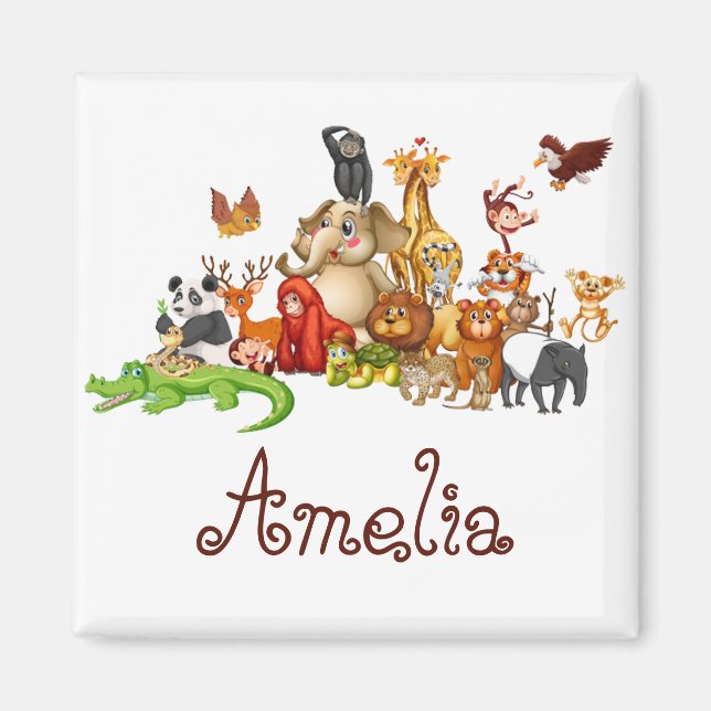 Aimant Animaux personnalisés de l'enfant (Devant)