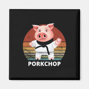 Aimant Animaux Puns Karate Porc Pun Chop