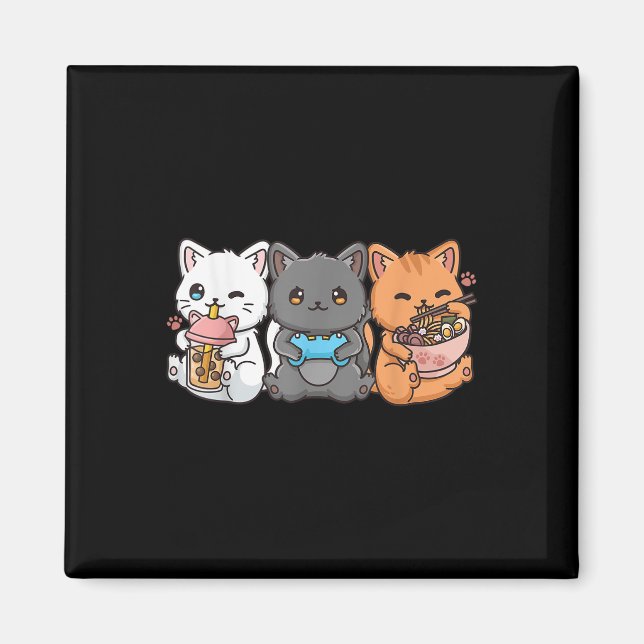 Aimant Anime Boba Tea Buble Tea Jeu Gamer Ramen Cat (Devant)