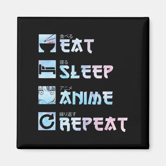 Aimant Anime de sommeil de manger Répétition - Anime M de (Devant)