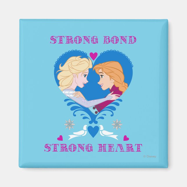 Aimant Anna et Elsa | Bond fort, Coeur fort (Devant)