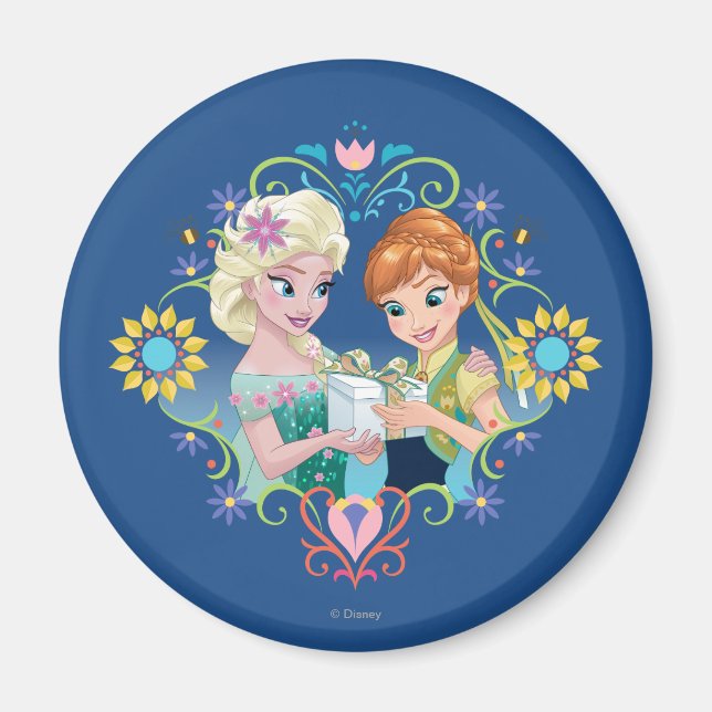 Aimant Anna et Elsa | Cadeau pour soeur (Devant)