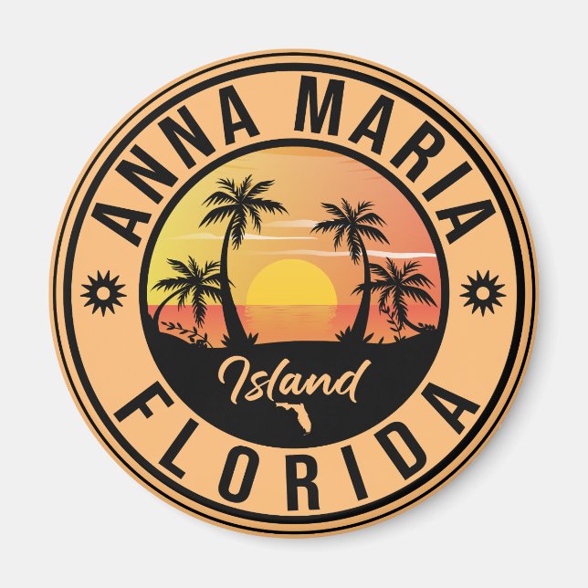 Aimant Anna Maria île Floride Plage Rétro Souvenir (Devant)