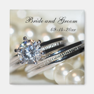 Aimant Anneaux et perles blanches mariage Enregistrer la