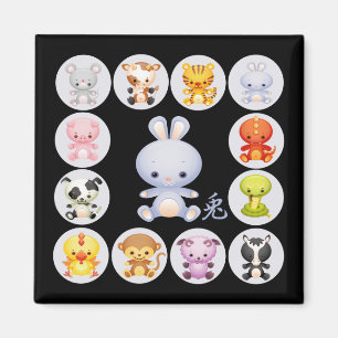 Aimant Année chinoise du zodiaque du lapin