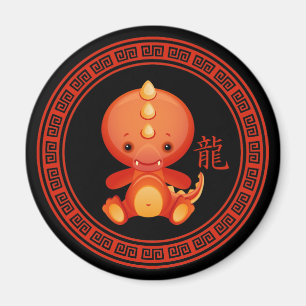 Aimant Année chinoise fleurie de l'aimant de dragon