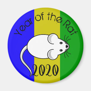 Aimant Année de la souris Rat 2020 avec texte