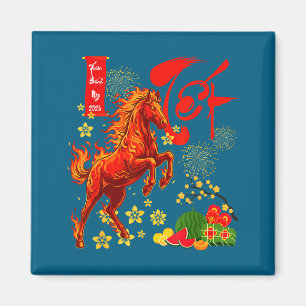 Aimant Année du cheval Nouvel An lunaire vietnamien Feu H