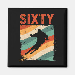 Aimant Anniversaire 60 ans Ski rétro Ski 60 ans Hommes Fe