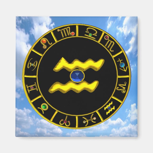 Aimant Anniversaire Aquarius / Zodiac Signes (Devant)