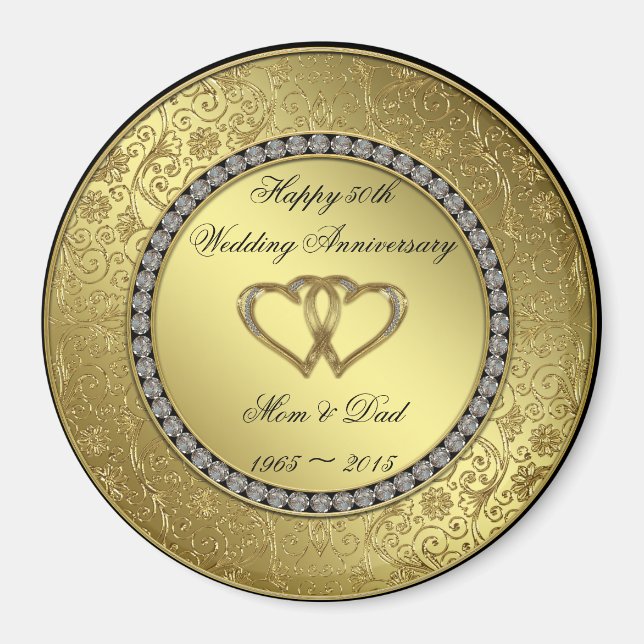 Aimant Anniversaire classique du Mariage d'or (Devant)