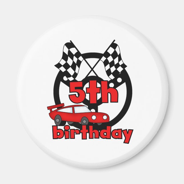Aimant Anniversaire de courses d'automobiles 5ème (Devant)